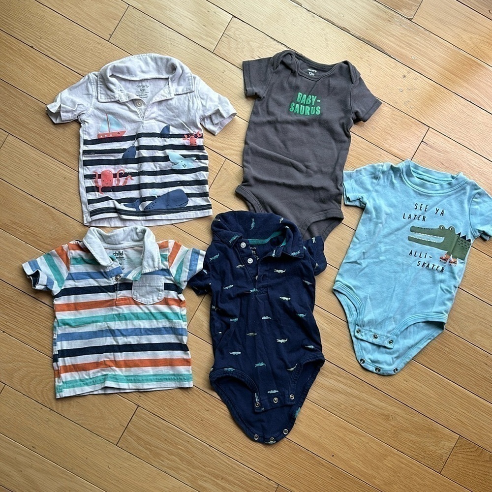 Lot of 5 Carter’s Short Sleeve Tops  - 12 months
